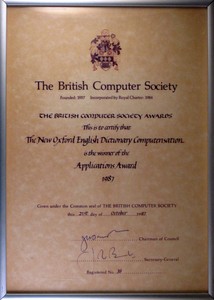 BCS New Oxford Dictionary award