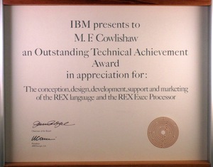 IBM Outstanding Technical Achievement Award for REX