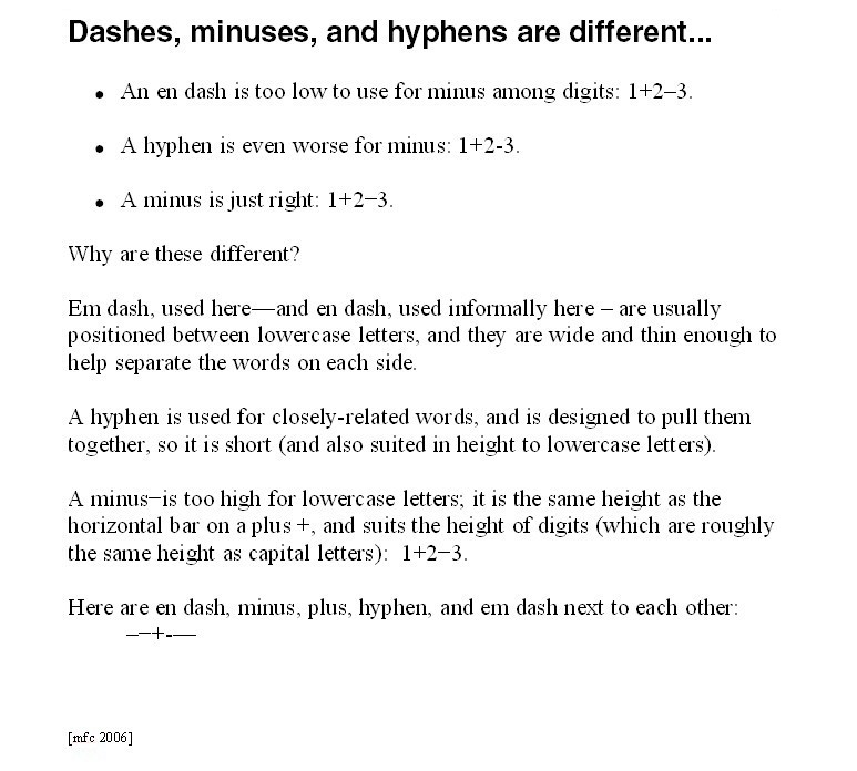dashes, minuses, and hyphens are
  at different heights above the baseline