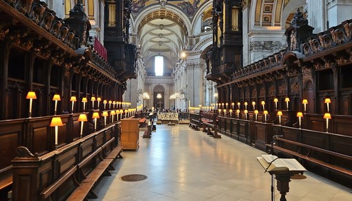 St. Paul’s Cathedral Quire – we trebles sang from the front row on the right